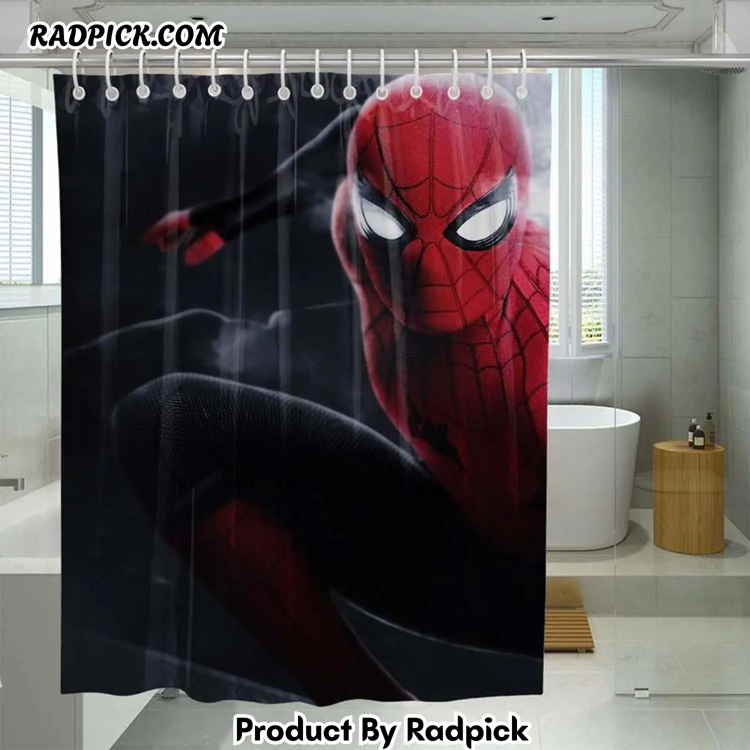 Tom holland as spiderman far from home shower curtain set for bathroom decor best gift for friends rp38768